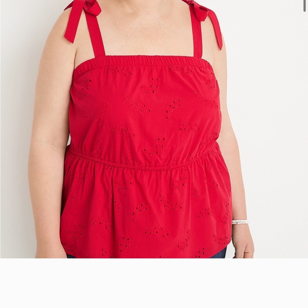 Maurices Red Smocked Tie Front Tank Top